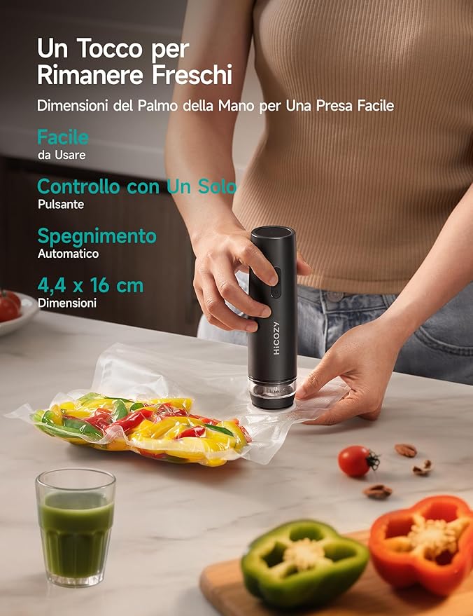 HiCOZY Compact Vacuum Sealer for Food with Visible Water Tank, Portable Handheld Vacuum Sealer Machine with 30 BPA-Free and Reusable Bags, One Press to Seal Fresh, Phantom Gray