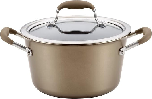 Anolon Advanced Home Hard-Anodized Nonstick Tapered Sauce Pan/Saucepot, 4.5-Quart (Bronze)