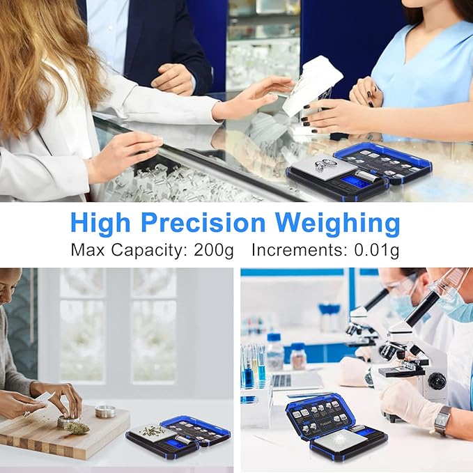 Fuzion TU-X Digital Pocket Scale, 200g/0.01g Gram Scale with 6 Units for Personal Hobbies, Small Scale for Food Ounces and Grams, Measuring Jewelry, Herb, Powder