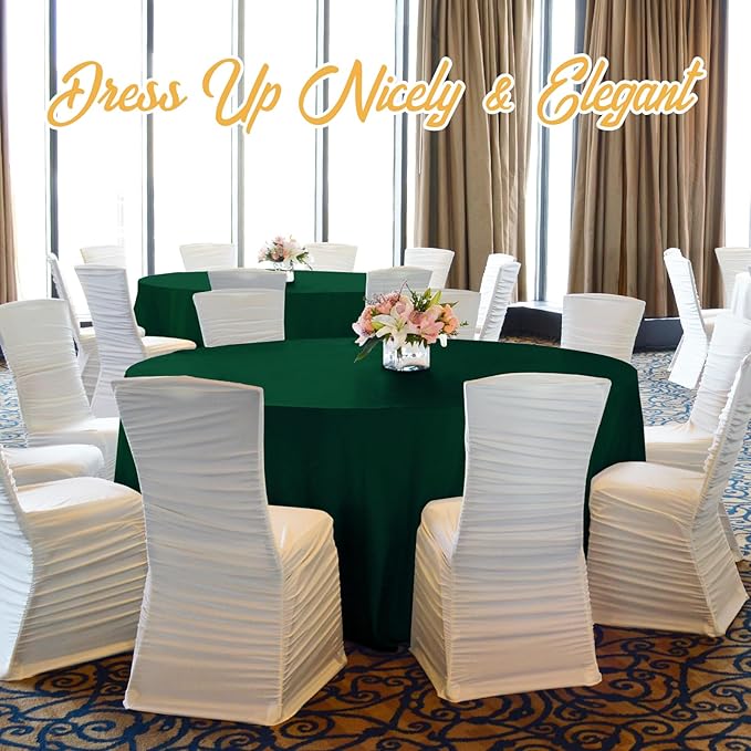 BRILLMAX 6 Pack Hunter Green Round Tablecloths 90 Inch - Circle Bulk Linen Polyester Fabric Washable Table Cloth Cover for Wedding Reception Banquet Birthday Party Buffet Restaurant