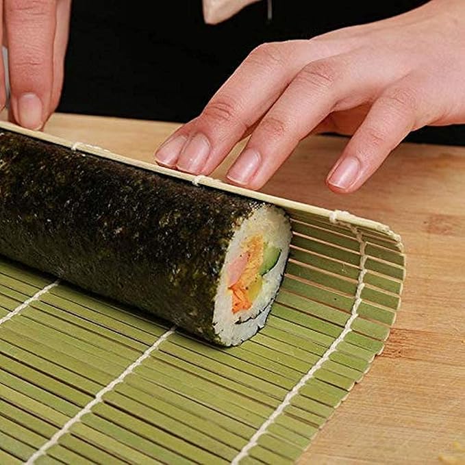 JapanBargain, Sushi Making Kit, 2 Green Bamboo Sushi Rolling Mats with Natural Bamboo Rice Paddle, Sushi Roller Mat Set for Beginners and Home Chefs