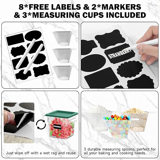 2QT NSF Food Storage Containers: 8 PCS [Food Grade][Hot&Cold Resistant] Commercial Clear Square Food Storage Containers with Scales Handleas for Home Restaurant Kitchen Proof Dough(BPA FREE-GREEN)