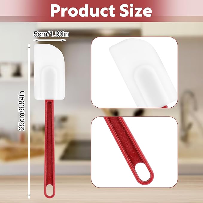 cobee 10 Pcs Silicone Spatulas Set, 500°F Heat-Resistant Commercial Spatula Food Grade Rubber Non Stick Silicone Scraper Spatula with Long Handle for Kitchen Cook Mix Fry Spread Bake, Dishwasher Safe