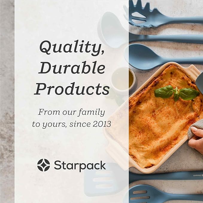 Starpack 'Like a Boss' XL Premium Silicone Cooking Utensils Set (6 Pcs) 13" - Heat Resistant Kitchen Utensils 600°F - Non-Stick Silicone Utensil Set - Large Kitchen Utensils Set for Cooking & Serving