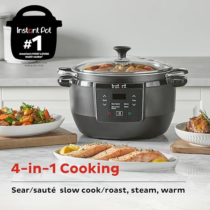 Instant-Pot Superior Cooker Chef Series 7.5Qt Slow Cooker, Multifunctional Rice Cooker, Pressure Cooker Alternative, Kitchen Appliance with Non-Stick Pot