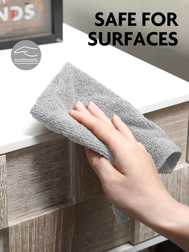 Fantasticlean Microfiber Cleaning Cloth Roll -90 Pack, Tear Away Microfiber Towels, 12" x 12", Reusable, Washable, Scratch Free, Ultra Absorbent Dishcloth for Car, Home Supplies, Pet, Kitchen (Grey)