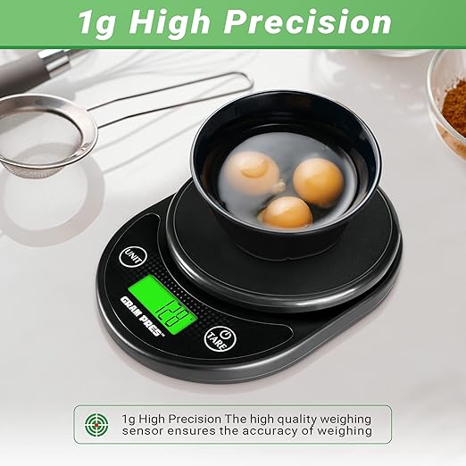Food Kitchen Scale Digital Weight Grams and Oz with IPX6 Waterproof，Professional Digital Kitchen Food Scale 11lb/0.01oz with LCD Display for Weight Loss Dieting Baking Cooking