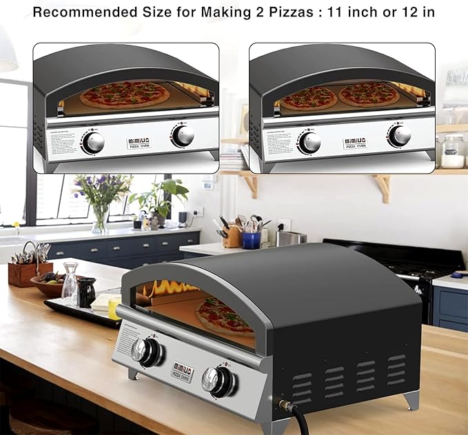 25 Inch Outdoor Gas Pizza Oven, Portable Propane Pizza Oven with Large Baking Stone - Make 2 Pizzas At Once - Multifunctional Stainless Steel Grilling Stove to Cook Steak Meat Seafood