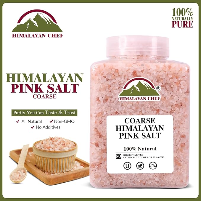 Himalayan Chef Himalayan Pink Salt 80oz (2.26kg), Non-GMO, Kosher, Coarse Grain, Nutrient and Mineral Dense for Health, Gourmet Pure Crystal Pink Salt for Grinder