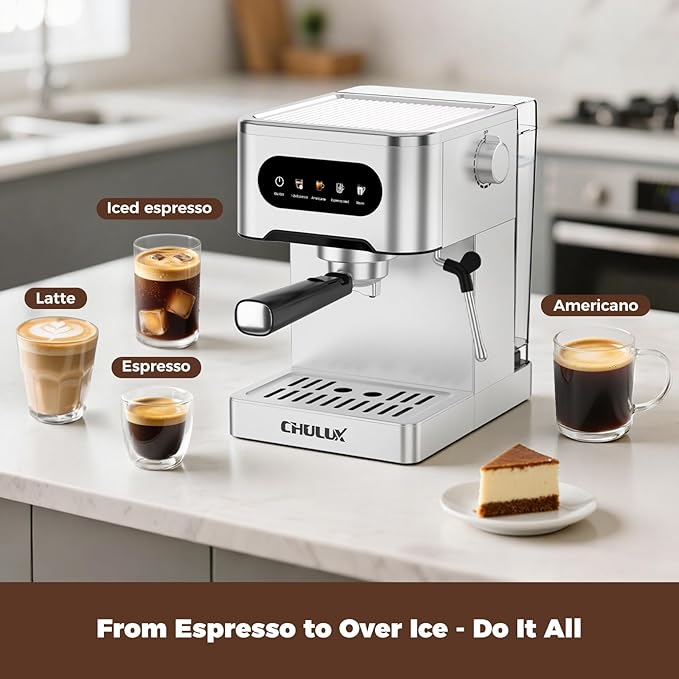 CHULUX Touchscreen Espresso Machine with Steam Wand, Cold Brew Espresso Coffee Maker for Cappucino, Americano