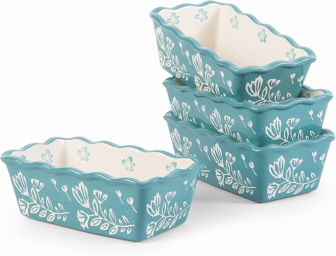 Wisenvoy Mini Loaf Pan Bread Pan Ceramic Loaf Pans for Baking Bread Mini Bread Loaf Pans 4-Pieces Bread Baking Pan
