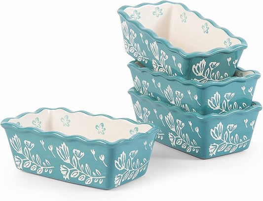 Wisenvoy Mini Loaf Pan Bread Pan Ceramic Loaf Pans for Baking Bread Mini Bread Loaf Pans 4-Pieces Bread Baking Pan