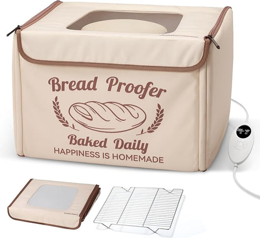 Folding Bread Proofing Box with 68-104℉ Temp Control & 48H Timer, Dough Proofer with Metal Rack, Proofing Box for Sourdough, Bread Baking, Pizza, Yogurt, Kombucha, Space-Saving&Precise Control