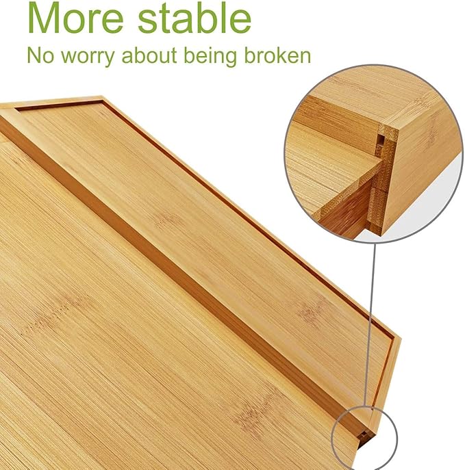 BAMEOS drawer organizer flatware organizer cutlery tray silverware organizer expandable adjustable bamboo drawer organizer kitchen bathroom