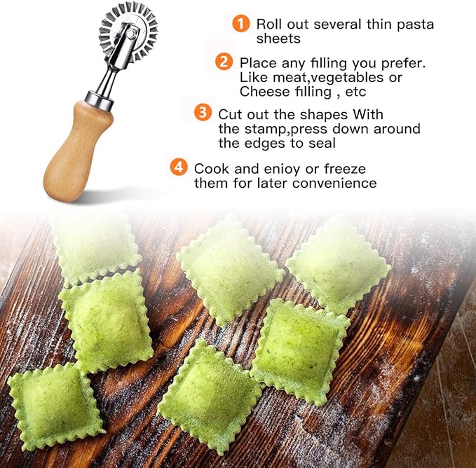 Pasta Maker Cutter Wheel - Pastry Cutter Wheel - Dough Ravioli Pizza Cutter Wheel for Home and Kitchen, 1.3"