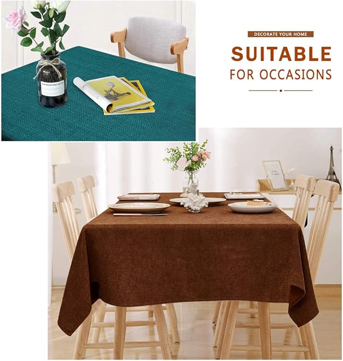 Table Cloth Rectangle Table Cover 57x85 Inches Faux Linen Wrinkle Free and Waterproof Teal Green Rectangle Tablecloth for Kitchen Dining Party Buffet Wedding