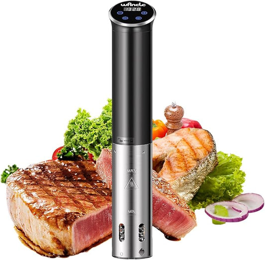 Sous Vide, Wancle 1100W Immersion Circulator, IPX7 Sous Vide Cooker, Small Space-Saving Design, Sous Vide Machines with Accurate Temperature Control, Black, 120V