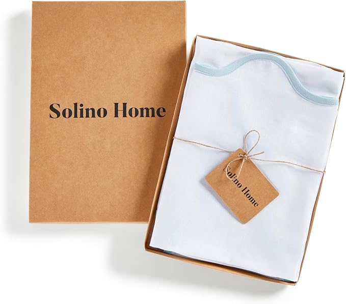 Solino Home Linen Scallop Cloth Napkins Set of 4-100% Pure Linen Ice Water and White Dinner Napkins 20 Inch for Christmas - Giselle Scallop Edge, Handcrafted and Machine Washable