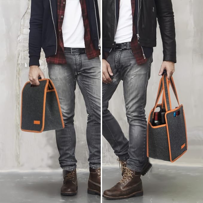 6 Bottle Wine Tote Bag, Insulated Thermal Padded Wine Carrier Tote, Reusable Wine Bags for Wine Bottles Travel, Camping and Picnic, Perfect Wine Lover Gift