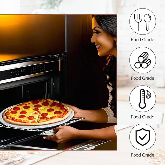 3 Pack Pizza Screen, 12 Inch Pizza Baking Screen, Aluminum Alloy Restaurant Grade Baking Screen for Oven, Round Pizza Crisper Tray, Pizza Mesh Baking Tray for Home Kitchen, BBQ, Seamless