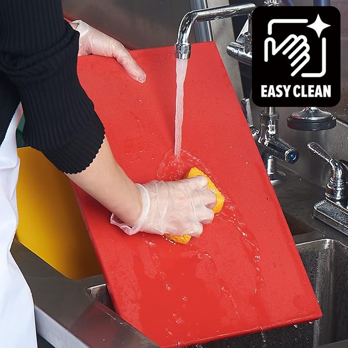 CURTA 2-Pack Red Cutting Boards for Kitchen, 18" x 12" x 0.5" Color Coded Plastic Chopping Board with Anti Slip Surface Dishwasher Safe