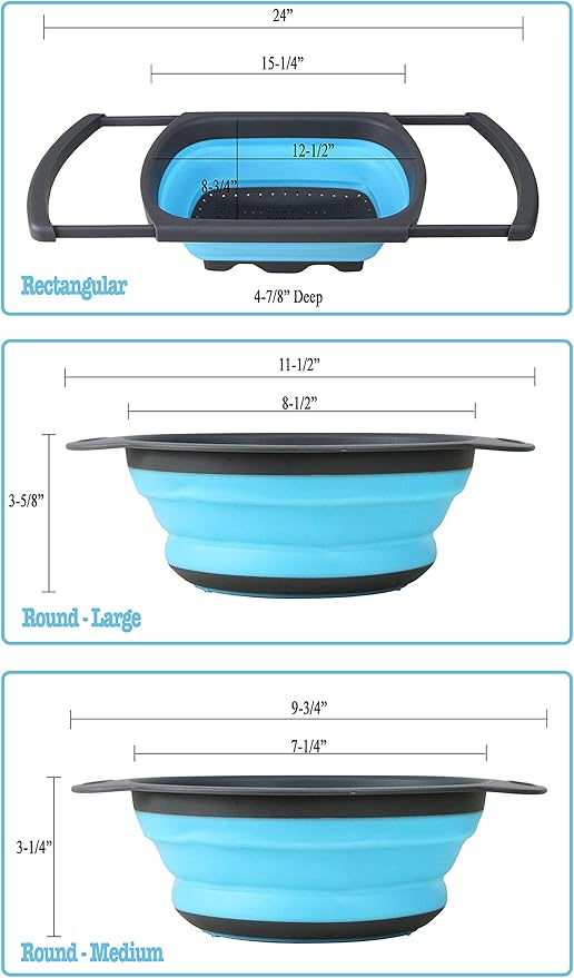 42 in. x 20 in. x 10 in. 16-Gauge Stainless Steel Undermount Triple Bowl Kitchen Sink with Collapsible Colander Set and Strainer