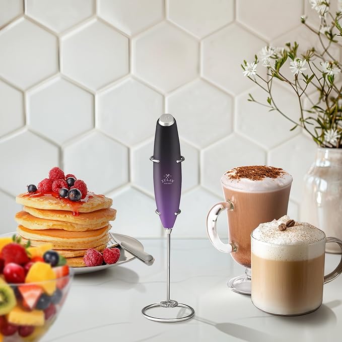 Zulay Kitchen Powerful Milk Frother Wand - Ultra Fast Handheld Drink Mixer - Electric Whisk Foam Maker for Coffee, Lattes, Cappuccino, Frappe, Matcha & Coffee Creamer - Milk Boss Galaxy