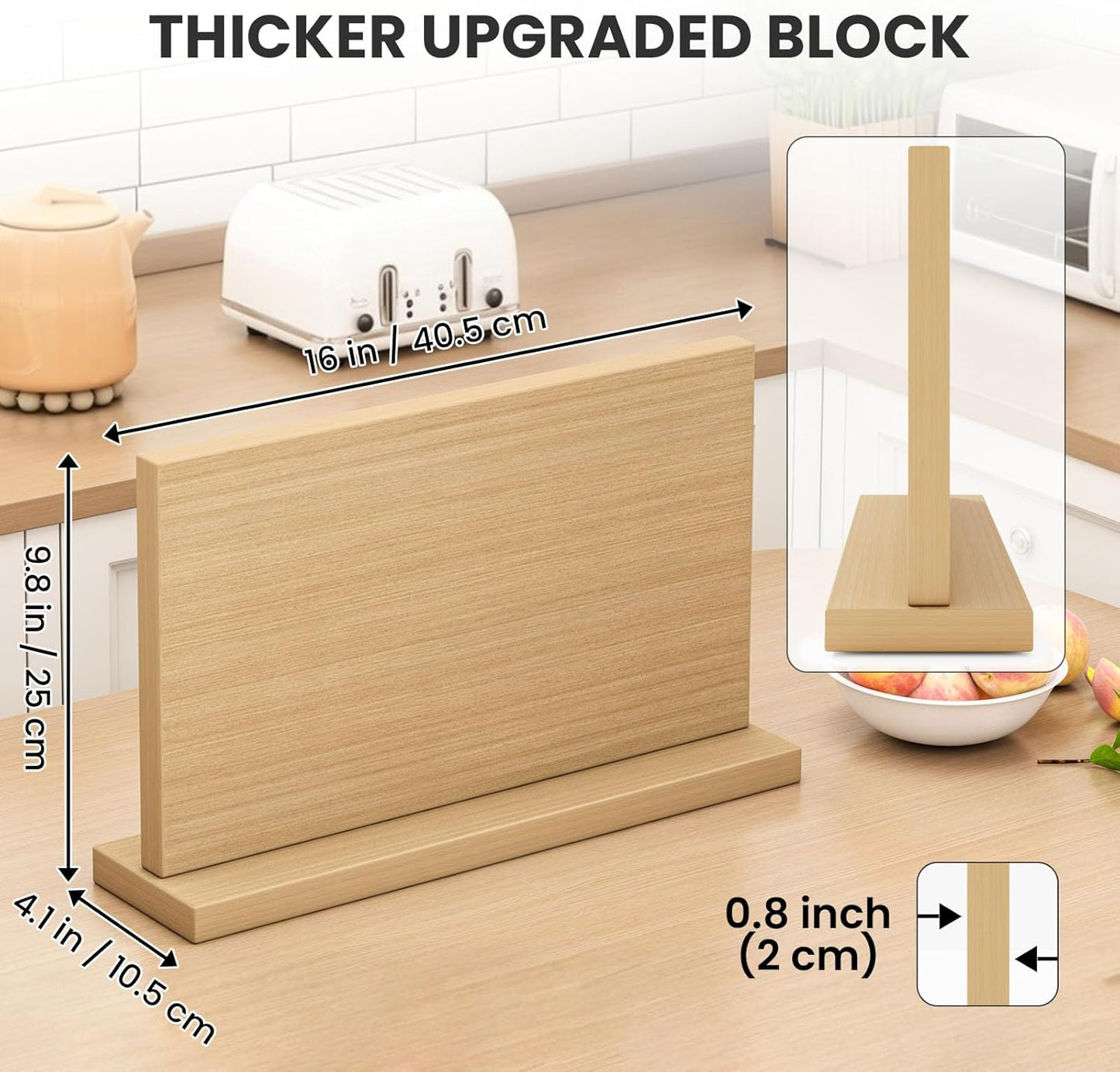 Extra Large Magnetic Knife Holder, Double-Sided Magnetic Knife Block Universal Multi-function Display Rack for Kitchen Counter