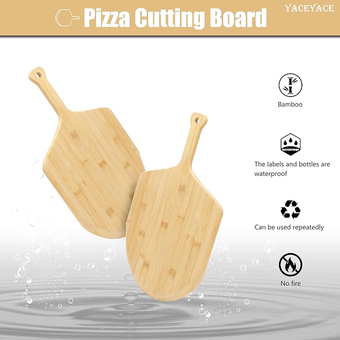 Pizza Spatula Paddle 12 inch, 2Pcs Bamboo Pizza Peel, Bamboo Pizza Spatula Paddle Pizza Paddle