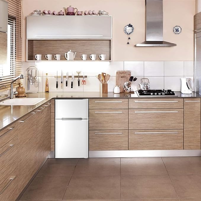 Antarctic Star Compact Refrigerator,3.2 Cu.Ft. Mini Separate Freezer Double 2-Door,Adjustable Removable Shelves for Basement,Apartment,Dorm,Office,WHITE