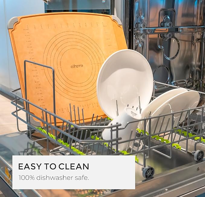 Elihome Essential Baking Pastry & Cutting Board for Kitchen, Wood Fiber Cutting Board for Kitchen, Knife Friendly, Dishwasher Safe, Non-Slip Feet, Juice Groove, Non-Porous, Eco Friendly, 15" x 18"