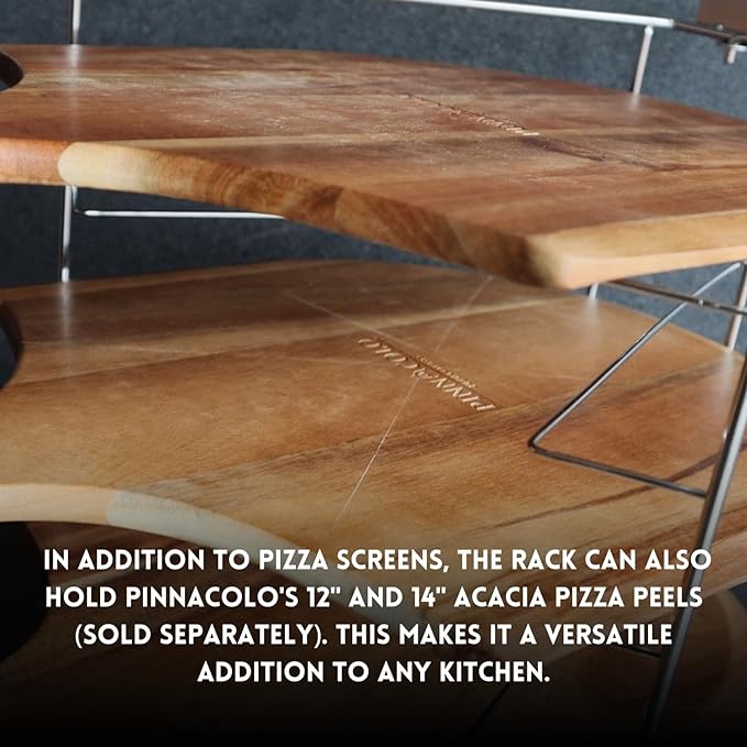 Folding Pizza Rack with Five 14 Inch Pizza Screens - Compact and Convenient Design for Easy Storage and Baking Multiple Pizzas