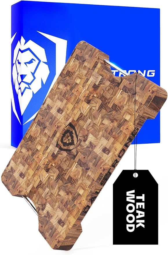 Dalstrong Massive XL Cutting Board - Lionswood End-Grain Teak - 25" x 18"-Steel Carrying Handles -Serving Board - Large Cutting Boards For Kitchen- eat Cutting Board-Two Sizes