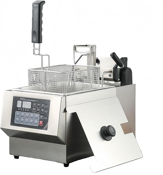 Commercial Deep Fryer with Auto Lift - Unattended Frying, One-Touch Operation, Boosts Efficiency & Consistency-1800W Electric Oil Fryer with basket for Restaurant Business, Food Truck, Home
