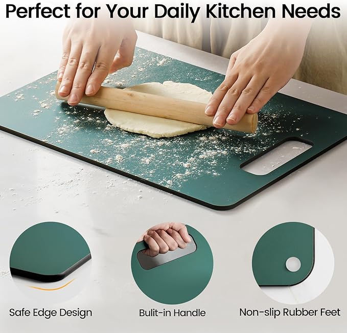 Wood Fiber Cutting Board 2-Pack, Composite Chopping Boards for Kitchen, Dishwasher Safe, Non-Toxic, High Density, Knife Friendly, BPA Free, Non-Slip Feet for Cutting Meat, Vegetables, Fruits