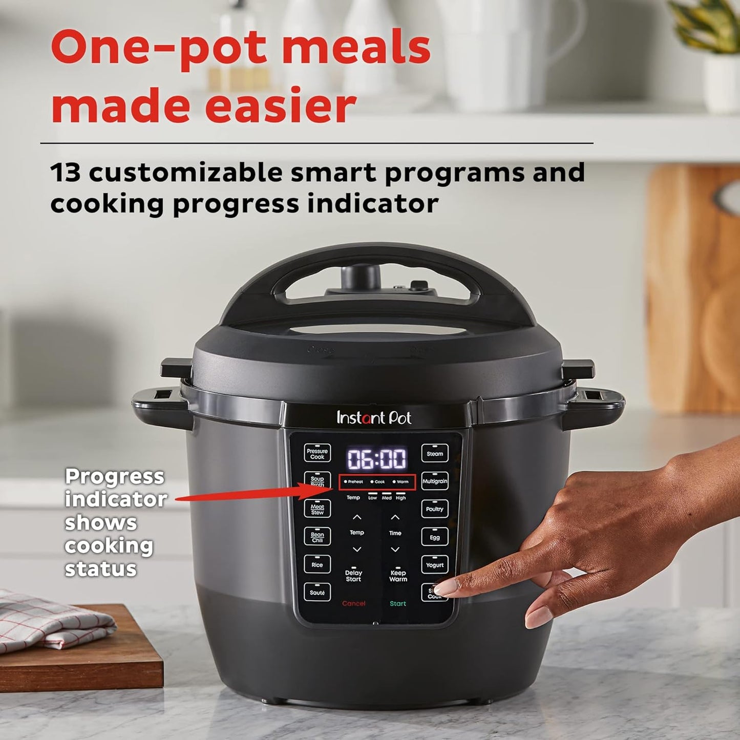Instant Pot RIO, 7-in-1 Electric Multi-Cooker, PressureCooker, SlowCooker, RiceCooker, Steamer, Sauté, Yogurt Maker, & Warmer, Includes App With Over 800 Recipes, 6 Quart