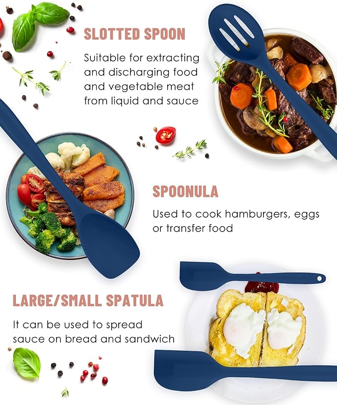 Kitchen Utensils Set-12 Pieces Silicone Cooking Utensils Set (Dishwasher Safe) 392°F Heat Resistant Spatula Set,Kitchen Utensil Set for Nonstick Cookware,Best Kitchen Tools with Holder