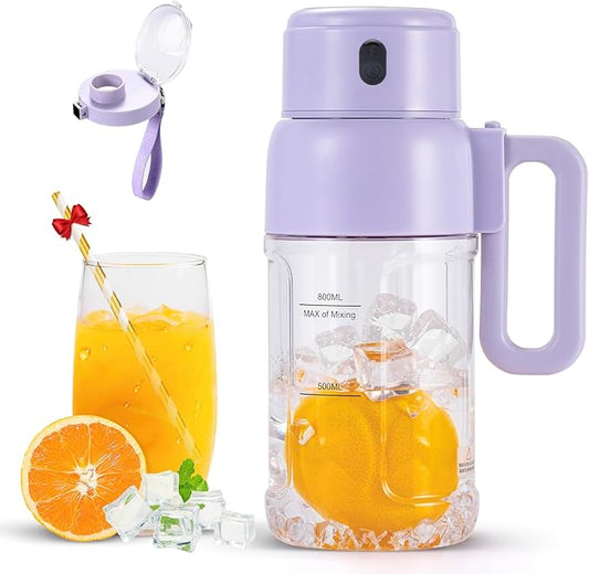 Portable Blender for Smoothies, 34oz Personal Size Mini Small Protein Shake Smoothie Blender, Cordless & BPA Free with Leakproof Lanyard Sip Lid (Purple)