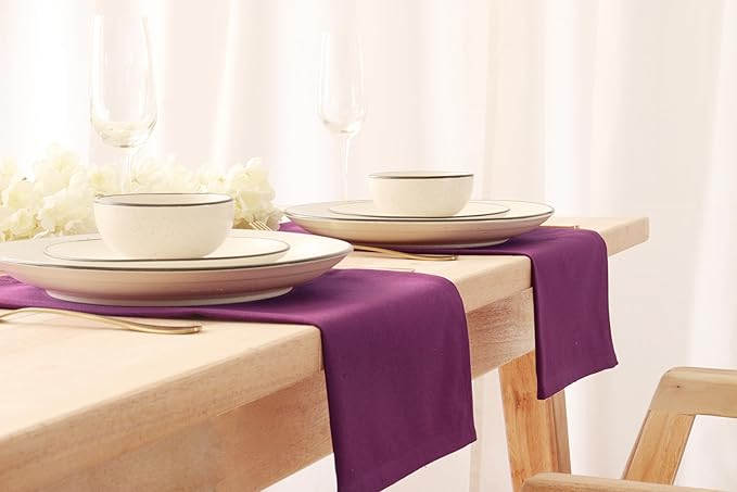 PurpleEssences Set of 12 Cloth Dinner Napkins 100% Cotton 18x18 Inch - Soft Durable Washable - Ideal for Farmhouse Party Christmas Holiday Winter - Perfect Everyday Use Table Linen - Purple