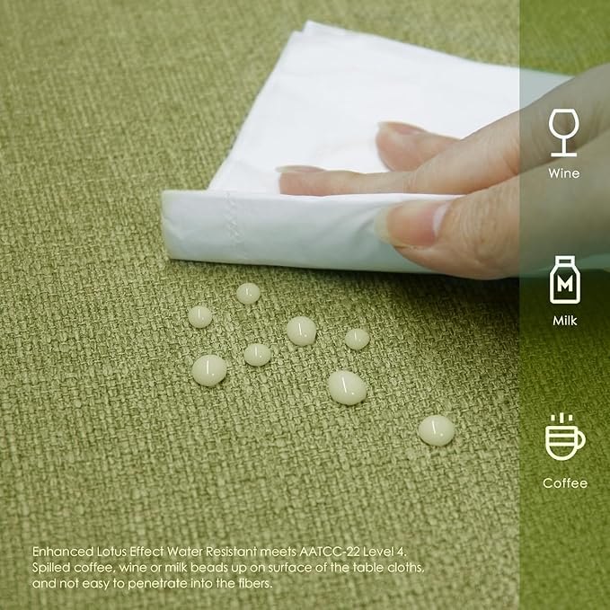 BALCONY & FALCON Rectangle Tablecloth Washable Wrinkle Resistant and Water Proof Table Cloth Decorative Linen Fabric Tablecloths for Dining Parties Kitchen Wedding and Outdoor (Avocado Green, 55x95)