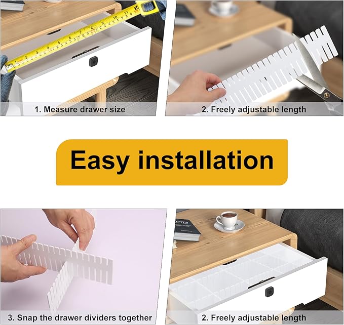 100 PCS Premium DIY Drawer Dividers, White, Adjustable Drawer Organizers for Perfectly Organized Drawers, Tidying Makeup, Clothes, Underwear, Cutlery, Kitchen, Bathroom, Bedroom, Office