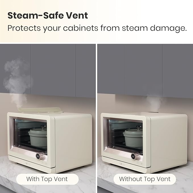 7-in-1 Steam Convection Oven Countertop with Air Fry, Bake, Sous Vide, Ferment, Built-in Recipes | Anti-Scalding, Self Clean, Food-grade Stainless Steel Cavity & Accessories | 1500W