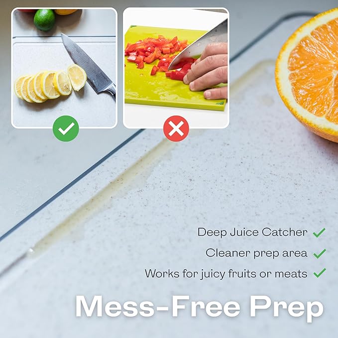 Non-Toxic Cutting Board – Double-Sided Stainless Steel & Wheat Straw – Dishwasher Safe, BPA-Free, Juice Groove, Built-In Knife Sharpener, Non-Slip – 14.4” x 9.8” Kitchen Chopping Board