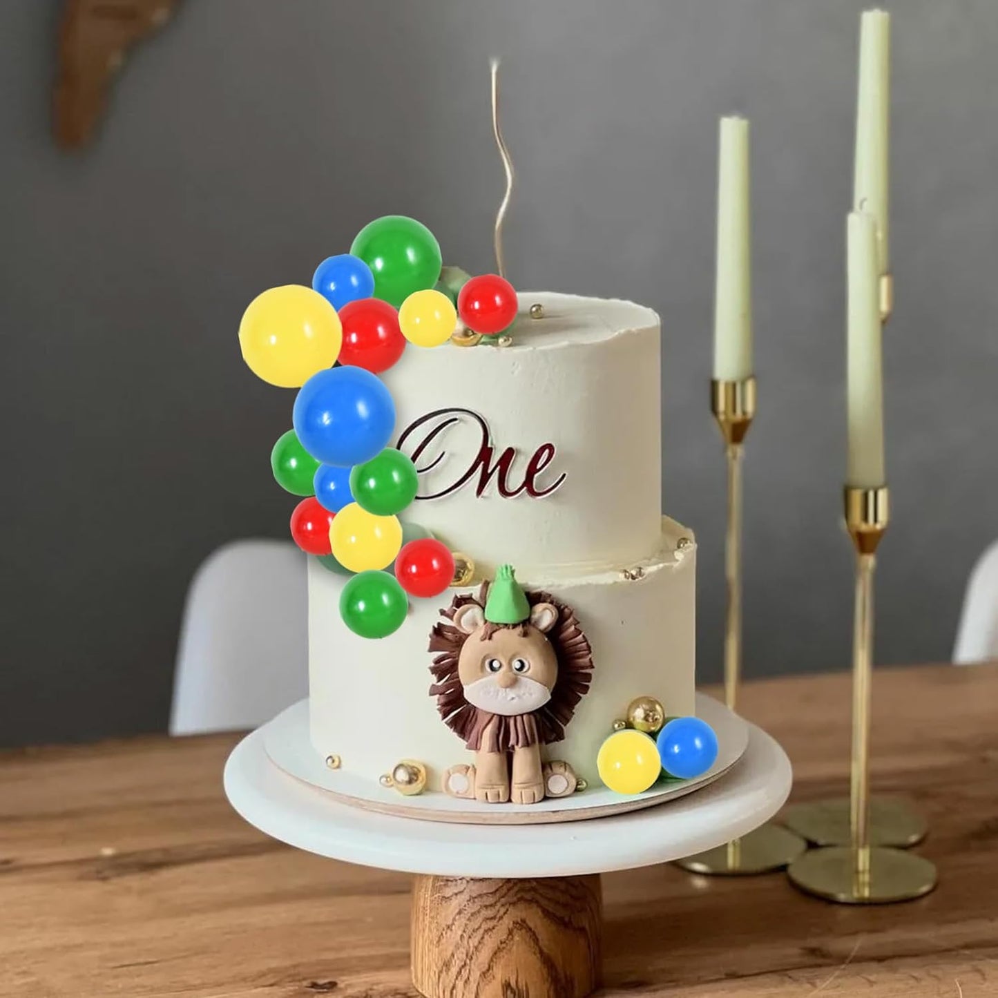 BEISHIDA 40 Pcs Mini Balls Cake Toppers - Foam Balls DIY Cake Topper Inserts for Birthday Wedding Baby Shower Anniversary Cake Decorations (Red Blue Yellow Green)