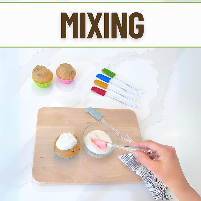 Evelots Set of 6 Mini Silicone Spatulas for Kitchen Cooking & Baking, Small Silicone Cooking Utensils, Heat Resistant BPA Free - Up To 446 Degrees