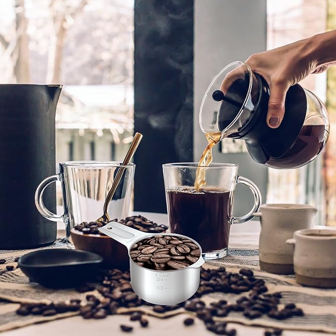 2/3 Cup (160 ml | 5.3 oz | 160 cc) Stainless Steel Measuring Cup, Metal Measuring Cup for Cooking & Baking