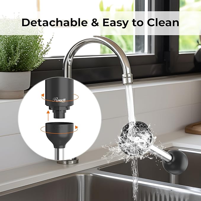 Rosewill 6-in-1 Multi-Speed Cordless Rechargeable Immersion Hand Blender, Heavy Duty Motor - Stick Blender, Beaker, Whisk, Chopper, Dual Beater, Milk Frother - For Smoothies, Baby Food, Soup (Black)