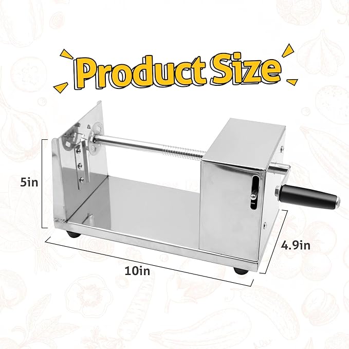 RioRand Manual Spiral Potato Cutter, Stainless Steel Tornado Twister with Blades for Curly Fries, DIY Potato Slicer for Home Kitchen, BBQ, Carrots, Cucumbers