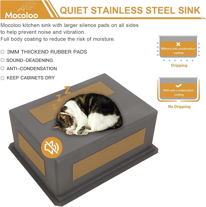 Mocoloo 23 Inch Undermount Kitchen Sink - Stainless Steel Undermount Bar Prep Single Bowl 16 Gauge 10" Deep 23x19 Kitchen Sink Workstation Handmade RV Laundry Sinks with Track