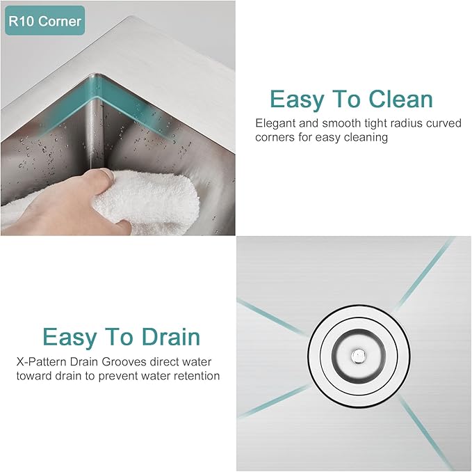 26 inch Drop-in Kitchen Sink Single Bowl, Topmount Kitchen Sink with Protective Bottom Grid, Overmount 304 Stainless Steel Kitchen Bar Sink Handmade with Basket Strainer, 26×18×9 inch